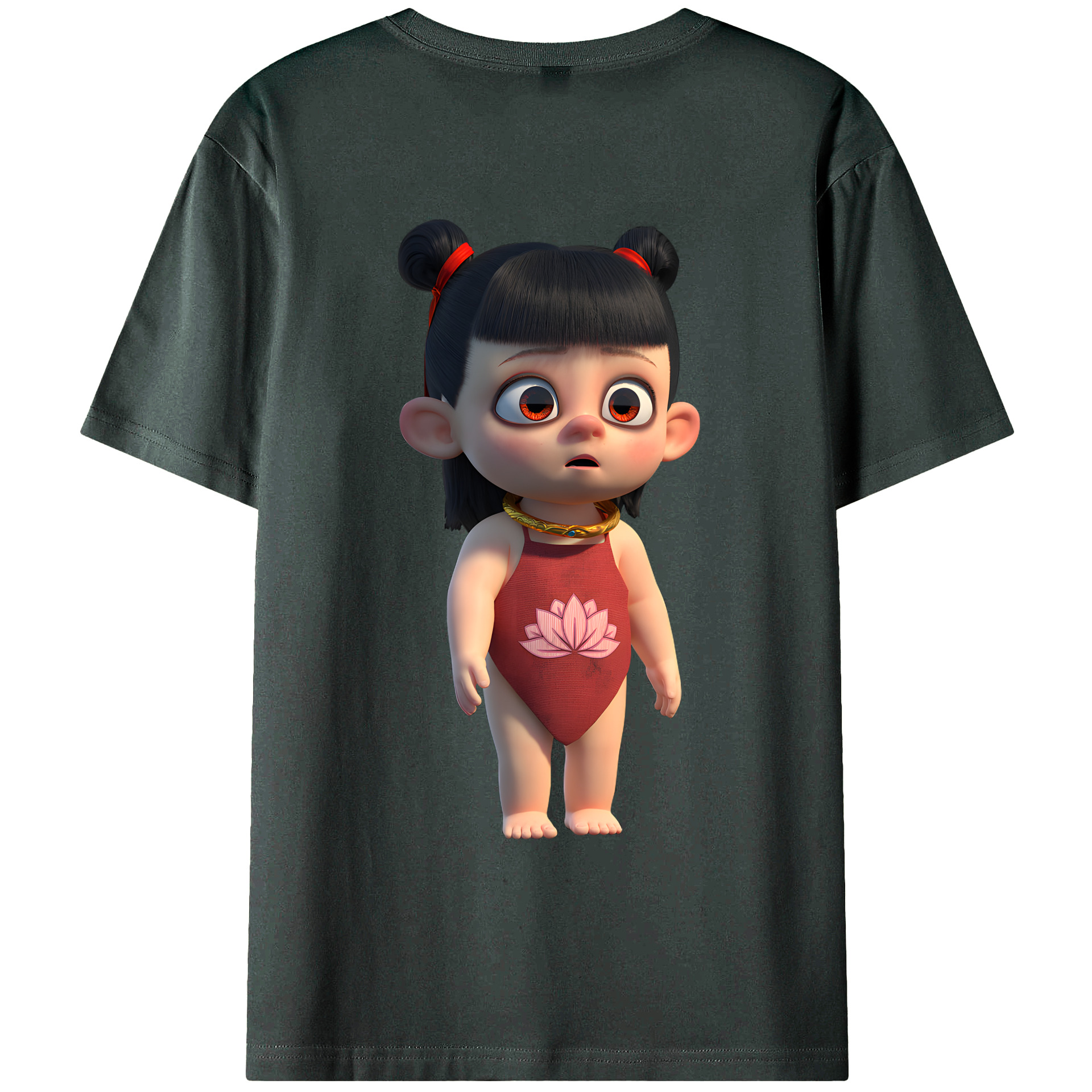 （画像用） Ne Zha 2 ナタ 魔童の大暴れ 綿100％ メンズ半袖Tシャツ（バックプリント） 通気性